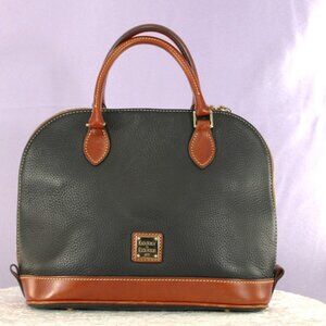 Dooney & Bourke Pebble Grain Leather Satchel Black Brown Trim